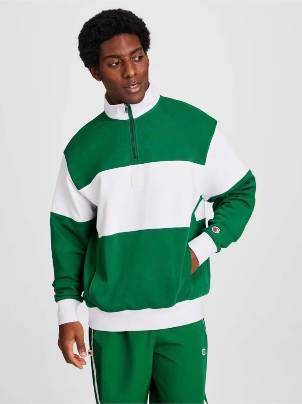 Champion Men's Club Sport Pullover 1/4 Zip French Terry Sweatshirt Half Zip
